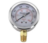 Medidor de presión de aceite hidráulico de acero inoxidable con 1/4 pulgadas para montaje NPT, escala dual de 0-3500 PSI, clasificación de impermeabilidad IP67 para HVAC y aplicaciones industriales