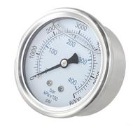 Medidor de presión de acero inoxidable para lavadoras a presión, rosca, calibre de glicerina de doble escala de 0 a 6000 PSI con relleno resistente a los impactos (0-6000 PSI)