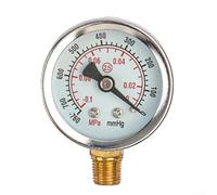 Medidor de presión de filtro de metal con conector de cobre de 10 mm, separador de aceite y agua y medidor de vacío para sistemas de energía alternativos, escala dual MPa/mmHg y psi/bar (medidor de