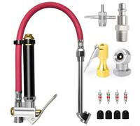 Medidor de presión de neumáticos 10120 PSI mecánico resistente con portabrocas de doble cabeza y conector de compresor de aire 14 NPT, adecuado para uso en garaje y carretera (13 piezas)