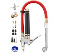 Medidor de presión de neumáticos con inflador 1/4 NPT de doble cabezal para furgoneta y camión, resistente, 10-120 PSI para herramienta de hierro rojo