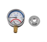 Medidor de presión y termómetro 2 en 1, 0-10 bar 0-120 °C, medidor de calefacción por suelo radiante, monitor de pantalla doble, fácil de instalar para bricolaje y profesionales (G1)