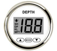 Medidor de Profundidad Digital 52 mm for Barcos, Yates, Resistente al Agua, con Pulso y retroiluminación Blanca, Alcance 100 m, 12 V/24 V(WS)