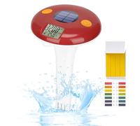 Medidor de salinidad digital flotante, monitor de nivel de sal y temperatura con energía solar y tiras de pH, medidor de sal para piscinas, acuarios, spas y estanques de agua salada