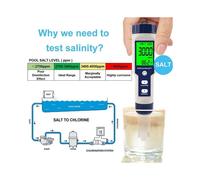 Medidor de salinidad para piscinas, medidor digital 5 en 1 de salinidad de agua de mar, kit de prueba impermeable
