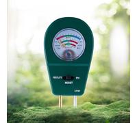 Medidor de suelo 3 en 1 para medición de humedad y fertilidad - Batería - Medidor analógico con sonda ideal para jardín, césped, granja, empleo - verde