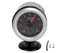 Medidor de Tacómetro, 52 Mm / 2,05 Pulg. 0-8000 RPM Puntero de Panel de Fibra de Carbono 12V Universal para Motores de 4 6 8 Cilindros Tacómetro
