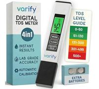 Medidor De Tds Instantáneo 4 En 1 Varify. Analizador Digital De Agua Para Agua Potable. Precisión De 0 A 9990 Ppm. Acuarios Y Piscinas. Diseñado Para Profesionales, Fácil De Usar Para Todos.