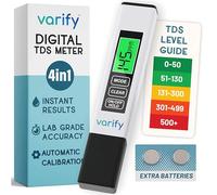 Medidor De Tds Instantáneo 4 En 1 Varify. Analizador Digital De Agua Para Agua Potable. Precisión De 0 A 9990 Ppm. Acuarios Y Piscinas. Diseñado Para Profesionales, Fácil De Usar Para Todos.