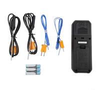 Medidor de temperatura de doble canal de precisión con ajustes de alarma de seguimiento mínimo máximo y pantalla LCD retroiluminada grande