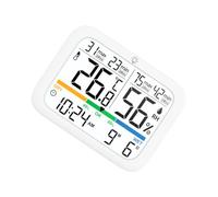 Medidor de temperatura de humedad interior con reloj, pantalla LCD grande de fácil lectura, registros mínimos y escala de guía de comodidad para guardería, dormitorio, escritorio, medidor de humedad