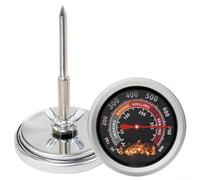 Medidor de temperatura del horno para parrillas de carbón con cara grande y lecturas de doble escala, compatible con la mayoría de modelos de parrilla de barbacoa de 50 F a 800 F (negro)