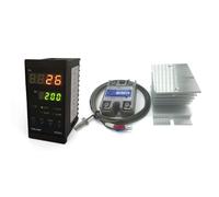 Medidor de temperatura digital, controlador de temperatura Pid, pantalla de dos líneas de 220 V, radiador, termopar K de 2 M y SSR de 40 A(HD401)