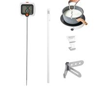 Medidor de temperatura Herramienta de medición de cocina de sonda larga con clip para olla Pantalla giratoria Termómetro de de fritura ABS Acero inoxidable Hornear Parrilla BBQ Vela Uso