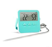 Medidor de temperatura interior LCD digital con alarma de alta y baja temperatura, diseño portátil con colocación magnética y soporte para uso doméstico (verde)