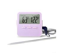 Medidor de temperatura LCD para interiores con pantalla digital y alarma alta-baja, termómetro compacto para varios tipos de colocación, incluyendo magnético (morado)
