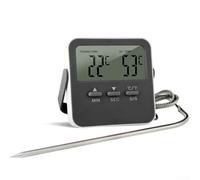 Medidor de temperatura LCD para interiores con pantalla digital y alarma alta-baja, termómetro compacto para varios tipos de colocación, incluyendo magnético (negro)