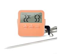 Medidor de temperatura LCD para interiores con pantalla digital y alarma alta-baja, termómetro compacto para varios tipos de colocación, incluido magnético (naranja)