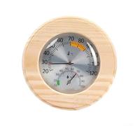 Medidor de temperatura y humedad de sauna, termómetro higrómetro de madera para combo para habitaciones de alto calor, medidor de montaje en pared de batería (puntero negro)