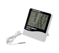 Medidor de temperatura y humedad, termómetro digital LCD para interiores y exteriores, higrómetro con reloj y cable sensor, monitor de humedad para el hogar, reptil, invernadero, sótano