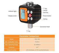 Medidor de torsión digital de alta precisión de 200/340 Nm, comprobador de torsión de llave de 1/2'' con función de alarma sonora, 4 unidades de torsión,Alta Compatibilidad(10-340N.m)