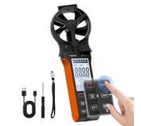 Medidor de viento CFM de WapoRich Anemómetro de mano, medidor de velocidad de viento digital, medidor de viento recargable, mide el volumen de aire/velocidad del viento/temperatura con MAX/MIN para