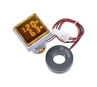 Medidor de voltaje CA LED Voltímetro digital LED de CA 0-100 A, 60-500 V, amperímetro, medidor de voltaje cuadrado de 22 mm con doble pantalla for coche(Yellow)