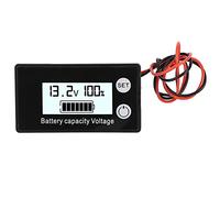 Medidor de voltaje CC LCD Probador de capacidad de batería a prueba de agua Monitor de voltaje preciso para paquetes de baterías de automóviles Material ABS 6.2x3.4x2cm (blanco-impermeable)