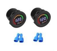 Medidor de voltaje digital LED DC 12V para coche, motocicleta, camión, marino, voltímetro impermeable con pantalla de alto brillo y alarma inteligente, paquete de 2