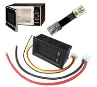 Medidor de voltaje para radio automotriz, cuchillo amplificador CC, medidor de voltaje digital 2 en 1 DC 0-100 V AMPEREMETER | Visualización de voltaje, dispositivo de medición