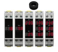 Medidor de voltaje y corriente de carril DIN de 18 mm, CA 80-500 V, 220 V, 380 V, 100 A, voltímetro amperímetro modular, indicador LED, comprobador de voltaje digital(BA-1R)