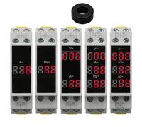 Medidor de voltaje y corriente de carril DIN de 18 mm, CA 80-500 V, 220 V, 380 V, 100 A, voltímetro amperímetro modular, indicador LED, comprobador de voltaje digital(BA-1R)