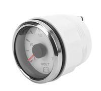 Medidor de Voltímetro Marino, 52 Mm Medidor de Voltaje Marino 8-16V Puntero Voltímetro Impermeable Medidor de Voltaje Marino Medidor de Voltaje de Barco con Luz de Fondo de 7 Colores para(blanco)