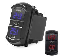 Medidor de voltios de batería dual, voltímetro doble digital LED de 12 V-24 V, probador de medidor de voltaje compatible con coche, camioneta, caravana, camión, paquete de batería Zorq