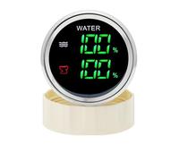 Medidor Digital de 52mm, medidor 2 en 1 de nivel de combustible/agua, medidor de temperatura de agua y aguas residuales con alarma for barco y coche Antivibración(B Water and Fuel)