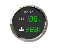 Medidor Digital de 52mm, medidor 2 en 1 de nivel de combustible/agua, medidor de temperatura de agua y aguas residuales con alarma for barco y coche Antivibración(B Water and Temp)