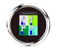 Medidor Digital de 85 mm 4 en 1, indicador Nivel Combustible, presión Aceite, Temperatura del Agua y Voltaje con Alarma Intermitente, Sensor for Coche, Barco, yate, Personalizado(BS)
