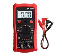 Medidor digital de capacitancia 2000 unidades, multímetro retroiluminado LCD con funda de silicona antivibración y soporte, cero manual para pruebas de 20 mF (SK-6013) (rojo)