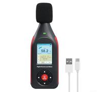 Medidor digital de decibelios 30-130dB detector de nivel de sonido con alarma LED de tres colores, pantalla LCD, grabación de datos para el hogar y monitoreo de ruido industrial, negro/rojo