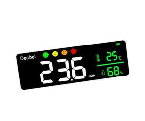 Medidor digital de decibelios e higrómetro térmico montado en la pared para entornos industriales, medidor de niveles de sonido montado en la pared con sensores de temperatura y humedad para una