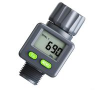 Medidor digital de flujo de agua de latón para manguera de jardín y RV, filtro abatible de 180°, 4 modos de medición, incluyendo caudal y total, DN25 para conexión BSP, unidad negra impermeable IPX6