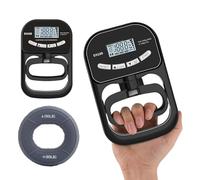 Medidor digital de fuerza de mano GOEDCH de 396 lb/180 kg con anillos de silicona de 50-60 lb. Entrenador de fuerza de agarre: Comprobador digital de fuerza de agarre con pantalla LCD, dinamómetro de