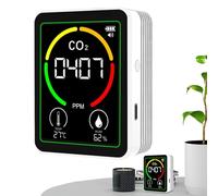 Medidor digital de humedad - Detector de gas | Detector de calidad del aire, este monitor ambiental interior cuenta con detectores de dióxido de carbono, sensor de temperatura, pantalla LCD, una
