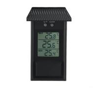 Medidor digital de temperatura máxima mínima con grado de impermeabilidad IP45, instalación de pared de invernadero de jardín interior y exterior, lectura Celsius Fahrenheit, blanco (negro)