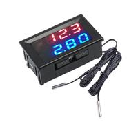 Medidor digital de temperatura, termómetro LCD industrial, monitor de sonda, medidor de temperatura del agua para terrario de acuario con doble pantalla para medición de calor en interiores y