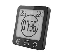 Medidor Digital De Temperatura Y Humedad For Baño, Resistente Al Agua, Reloj De Pared For Ducha, Temporizador, Termómetro De Cocina, Higrómetro, Alarma De Cuenta Atrás Monitor Precisión(Black)