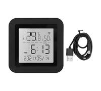 Medidor digital de temperatura y humedad PolyGen con precisión de temperatura de ±1 ℃ y precisión de humedad de ±5% RH, fuente de alimentación USB y pantalla LCD retroiluminada