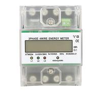 Medidor eléctrico digital trifásico de 4 cables en carril DIN Medidor electrónico de KWh con cubierta transparente Pantalla LCD retroiluminada para de submedición Uso comercial (10(40) A)