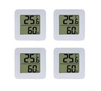 Medidor electrónico de humedad y temperatura interior, termómetro digital compacto montado en la pared para monitoreo del clima del hogar, diseño que ahorra espacio, blanco, paquete de 4