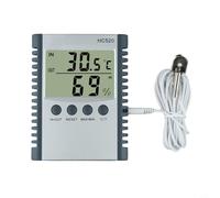 Medidor electrónico y de humedad para interiores y exteriores con pantalla digital, función de memoria mínima/máxima, cable de sonda de 2 m, para uso en casa, oficina, jardín, modelo